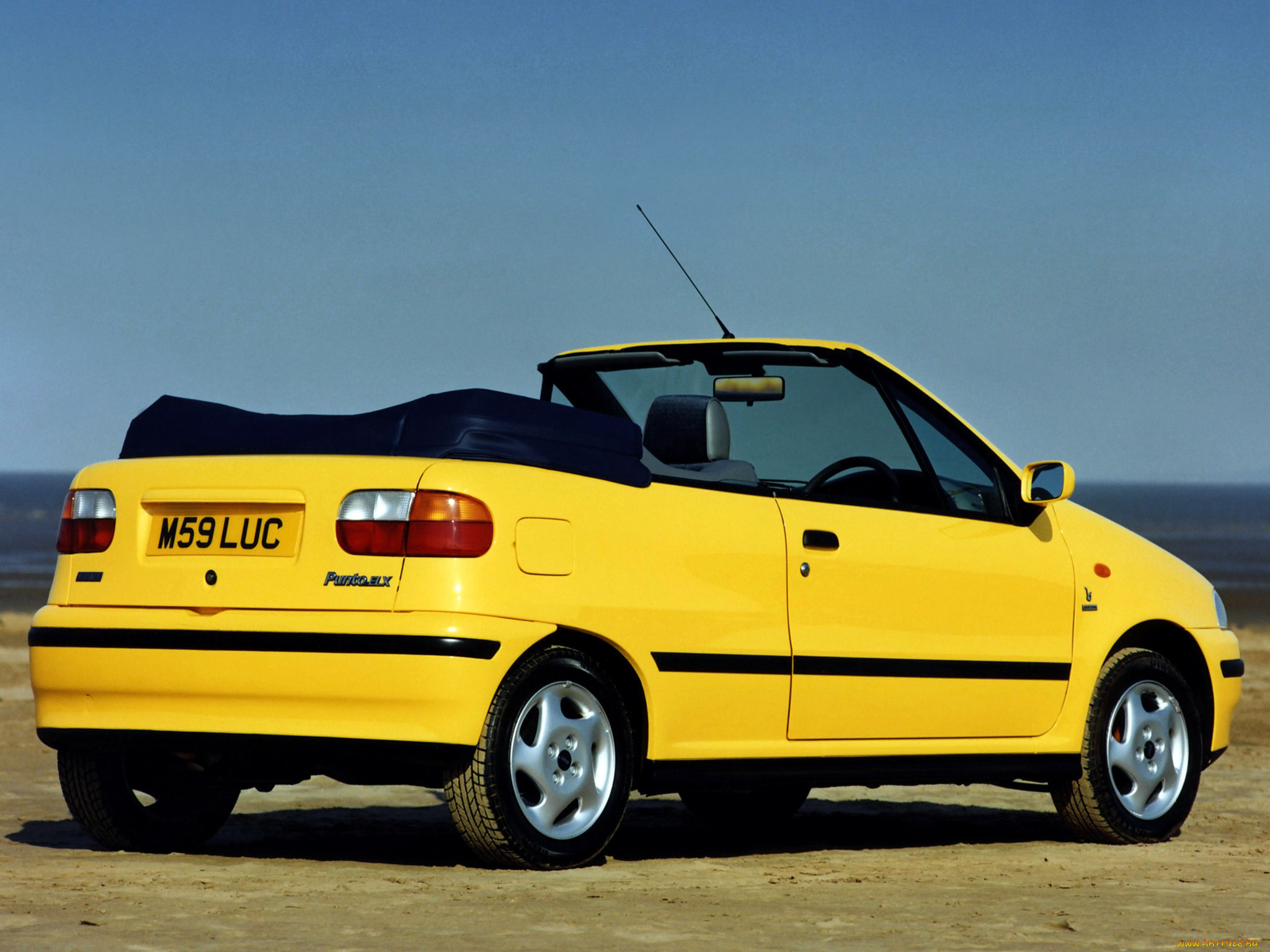 , fiat, cabrio, punto, yellow